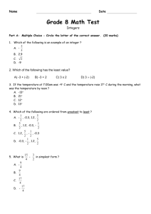 grade 8 integer test - Grade8-Math