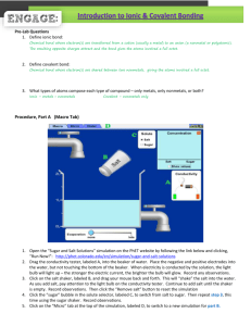 KEY - Introduction to Ionic & Covalent Bonding