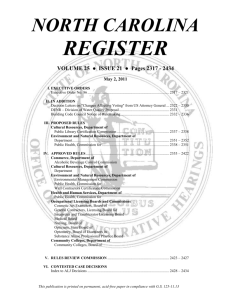 NORTH CAROLINA REGISTER BoilerPlate