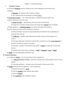 Chapter 21- Chemical Reactions