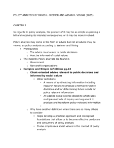 Weimer and Vining- Policy Analysis