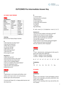 OUTCOMES Pre-Intermediate Answer Key