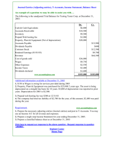 (Adjusting entries), T-Accounts, Income Statement, Balance Sheet