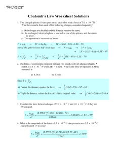 Coulomb's Law Worksheet Solutions