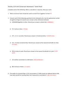 Activity 3.2h Unit Conversion Homework