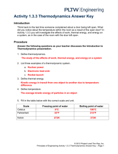 Activity 1.3.3 Thermodynamics Answer Key