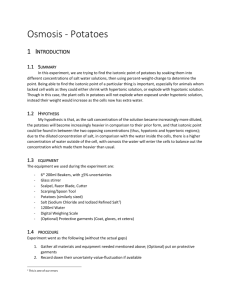 Biology – Potatoes Osmosis Lab Report