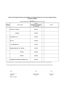 Tender for the Supply, Delivery and Installation of Canteen Benches... University of Malta.