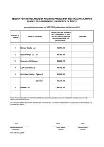 TENDER FOR INSTALLATION OF ACOUSTIC PANELS FOR THE VALLETTA CAMPUS