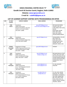 Study Centres - IGNOU Delhi