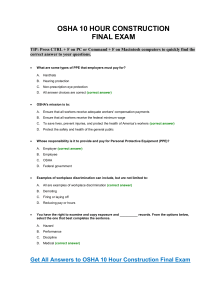 OSHA 10 Construction Final Test Answer Key CarS