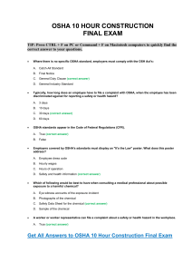 OSHA 10 Construction Final Test Answer Key CS